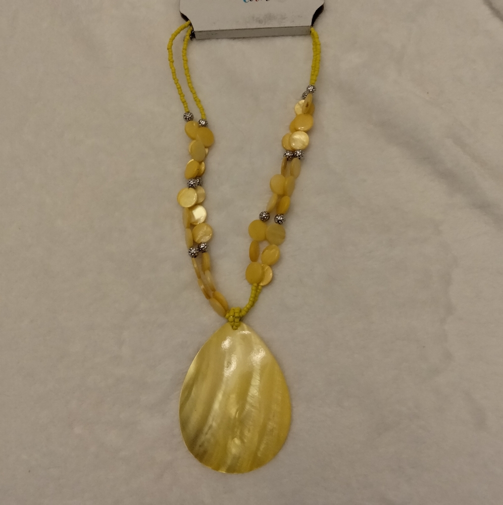 Mixit yellow beaded and shell necklace